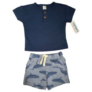 NEW Carter’s Baby Boy 2-Piece Outfit Shirt & Shorts | 9 Months | Whale Print NWT